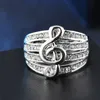 [DDisplay] ملاحظة موسيقية الساطع 3A الزركون المجوهرات الدائري الإبداعية المرأة سبائك الشظية وضع الاصبع خواتم الحجم 6-9