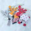 Christmas Decorations 3 Packs Wooden Elk Santa Snowman Small Pendant Tree Hanging Home Decor Gift1