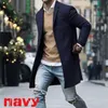Chegada nova Moda de Inverno Homens Slim Fit Sleeve Longa Cardigans Blends Casaco Casaco Terno Sólido Mens Long Woolen Casacos