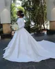 Proste Satin Sukienki Ślubne Długie Rękawy 2020 Najnowszy Bateau Neckline Custom Made Wedding Bridal Ball Suknia Vestido de Novia Custom Made