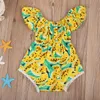 Baby Girl Summer Rompers Infant Casual Jumpsuit Bow Headbands 2pcsset Watermeloenprint Playsuit kleding Vliegende mouwen Outfits9254182