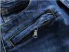 Nowe dżinsy męskie chude spodnie swobodni dżinsy mężczyźni moda w trudnej sytuacji szczupły motocykl motocyklowy motocykl dla dżins