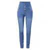 Moda damska dżinsy Sexy wysokiej talii 5 Przycisk Kobiece Długie Pant Slim Fit Elastyczne Dżinsy Denim Skinny Pencil Pant Plus Size 3XL