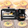 Home 3 op 1 Elektrisch ontbijtmachine Multifunctionele koffiezetapparaat Braying Pan Mini Oven Huishouden Brood Pizza Oven Friture Pan