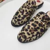 MOLAN Brand Designers 35-40 Sexy Leopard Metal Chain Round Toe Flat Flock Slippers Woman Shoes Slip On Loafers Mules Flip Flops