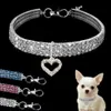 Mode Rhinestone Pet Hund Katthalsband Kristall Valp Chihuahua Halsband koppel Halsband för små medelstora hundar Diamantsmycken Tillbehör