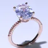 Storlek 5-10 Stunning Luxury Smycken 925 Sterling Silver Dove Egg Oval Cut Vit Topaz CZ Diamant Eternity Wedding Ring Engagement BND Ring