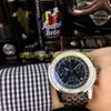 4 relojes de calidad para hombre de estilo 46 mm AB0127211B1A1 esfera azul Cronógrafo de cuarzo de acero inoxidable Relojes de pulsera para hombre 1961