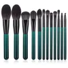 12pcs Green Makeup Brushes Set For Face Powder Foundation Blush Blending Eyeshadow Lip Professional Make Up Brush Cosmetic Brush Kit Tools