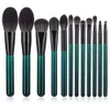 Professionele 12 stks Groene Make-up Borstels Set voor Gezicht Poeder Foundation Blush Eye Shadow Make Up Brush Hout Handvat Cosmetische Borstel Kit Tool