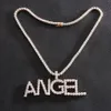 Homens Mulheres Nome Personalizado Zircão Letras Colares Pingente Charme Para Ouro Prata Moda Hip Hop Jóias com Corda Chain266E