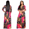 Femmes Bohemian Robes 13styles Floral Holiday Beach Maxi Longueur du sol Sexy Vêtements d'été Lady Plus Taille Taille V-Col V Robe LJJ-AA2471