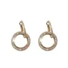Wholesale-Luxury Korean Style Big Round Earrings Women Crystal Gold Silver Color Rhinestone Geometric Hoop Earrings Jewelry Gift