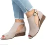 Hot Sale Fashion Women Shoes Summer Roman Style Plus Size 35-43 Casual Wedge Shoe Leather Buckle Comfort Shoes