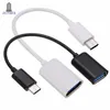 500pcs / parti 16.5cm Mini Vit / svart Typ-C Kabeladapter USB 3.1 Typ-C Man till USB 2.0 En kvinnlig OTG Data Cable Cord Adapter