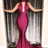 Sexy Deep V Hals Cabrio Mermaid Long Falten Rückenlose formelle Kleider Abend Prom Partykleider Vestidos Fies Robe de Bal