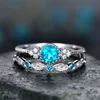 Födelsedagssten kubik zirkonring diamantring smycken set par engagemang bröllop ringar kvinnor ringar mode smycken vilja och sandig gåva