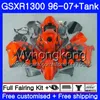 + Réservoir Pour SUZUKI GSXR-1300 Orange noir GSXR1300 96 97 98 99 00 01 333HM.79 Hayabusa GSXR 1300 1996 1997 1998 1999 2000 2001 2007 Carénages