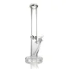 9mm straight tube bong water bong super thick glass water pipe Stable Circular Foot 16'' Old School Glass Bong Waterpipe Straight Tube