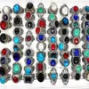 20pcs/pack mix style antique silver mens womens fashion jewelry rings vintage stone gemstone ring party gift wholesale