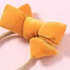 1st Korea Velvet Hair Bows Tie Baby Girls Barn Barn Gummiband Ribbon Hårband Baby Girl Accessories 18 Färger