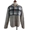 Kvinnor Patchwork Pullover Långärmad Zipper Sherpa Pullover Sweatshirt Mjuk Fleece Plaid Outwear med fickor Toppar Hoodie Coat LJJA2891