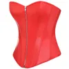 PVC Faux Skórzanie Overbust gorset Bustier S-6xl Plus Kobiety z przodu zamek błyskawiczny