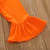 Halloween bébé filles ensembles de vêtements manches évasées robe en queue d'aronde haut pantalon imprimé citrouille + écharpe 3 pièces/ensemble Boutique enfants tenues M2490