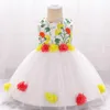 2019 Newborn Baptism Dress For Baby Girl Dress Floral Print Princess Girl 1st Birthday Dresses Party And Wedding 0 2 Month