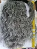 grå hårförlängning silver grå afro puff lockigt vågigt wrap dragstring mänskligt hår hästsvansar klipp i grått hår 100g 140g 120g