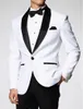 Groomsmen populares de solapa chal un botón (chaqueta + pantalones + corbata) Novios Tuxedos Padrino de boda El mejor hombre traje trajes de boda para hombre novio b035