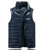 Gilet invernale da uomo in tinta unita tinta unita con tasche Colletto alla coreana Gilet impermeabile antivento Cappotto esterno Gilet in piumino d'anatra bianco338D