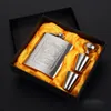 Silver Flasks Set 7oz Hip Fask 2 Cups Set Stainless Steel Hip Flasks Wine Pot Foam A Inner and Gift Box A02