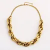 Wholesale- fashion luxury designer exaggerated vintage braided big golden chain choker statement necklace for women