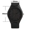 Unieke volledig zwarte Men039s ebbenhout horloge luxe geschenken licht bamboe analoog quartz horloge lederen band Reloj de madera5836199