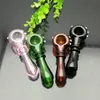 Tuyau concave coloré à 2 roues Bongs en verre Pipe à fumer en verre Conduites d'eau Brûleur de plate-forme pétrolière