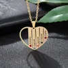 Gepersonaliseerde hart ketting met 5 geboortestenen aangepaste gegraveerde naam moeder kinderen ketting familie cadeau (Jewelora Ne103267)