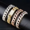 75 85 cali 14 mm łańcuchy Bracelety dla mężczyzn luksusowy projektant Bling Diamond Cuban Link Bransoletę 18K Gold 2934861