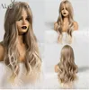 Ombre Wellenartige Perücken Black Brown Blonde Mittelsteil Cosplay Synthetische Perücken mit Pony Für Frauen Lange Haare Perücken Gefälschte Haare