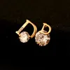 New Fashion Zircon Ladies Asymmetric Stud Earrings 18k Gold Plated Brand Jewelry High Quality Luxury Temperament Female Valentines Day Gift