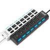 USB 2.0 Hubs Power Strip 7 Portar Socket LED Light Up Concentrator With Switch Ac Adapter för mus Tangentbord Charger PC Desktop Laptop Tablet