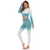 Ensembles actifs Femmes ensemble de yoga sans couture Fitness costumes de sport tissu de gymnastique Yoga chemises à manches longues taille haute Leggings de course pantalons d'entraînement chemises