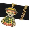 Fashion-Iced Out Cartoon Clown Pendant Halsband Mens Hip Hop Halsband Smycken 76cm Gold Kubansk kedja för män