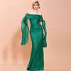 Luxury Gold White Mermaid Evening Dresses 2020 African Saudi Long arabic Formal Dress for Women Sheath Prom Gowns Celebrity Robe D2924220