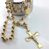 Collier de chapelet d'acier inoxydable de bijoux de mode, colliers de pendentif de croix de Vierge de Jésus, bijoux d'hommes de Hip hop de couleur d'or lourd