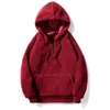 Men's Hoodies & Sweatshirts 3 Colors Mens Long Sleeve Lamb Wool Sweater Fashion Solid Color Pullover Hooded Large Pockets Drawstring S-XXL