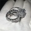 Choucong Lovers Pierścionek Zestaw Poduszki Cut 8CT Diament White Gold Wypełnione 925 Srebrny Zaręczyny Zespół Ślub Pierścienie Dla Kobiet