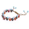 Artesanal Trançado Frisado Frontados Pulseiras Para Homens Mulheres Natural Pedra Ágata Cristal Beads Pingente Pulseira Meninas Ladies Hand Jóias Presentes