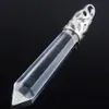 Wojier Natürlicher weißer Quarz Edelstein Sechseckige Anhänger Säule Spitze Reiki Chakra Perle Charme Schmuck DN3017