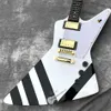 Anpassad butik Anpassad elektrisk gitarr i vita och svarta ränder logotyp färgform kan anpassas7028664
